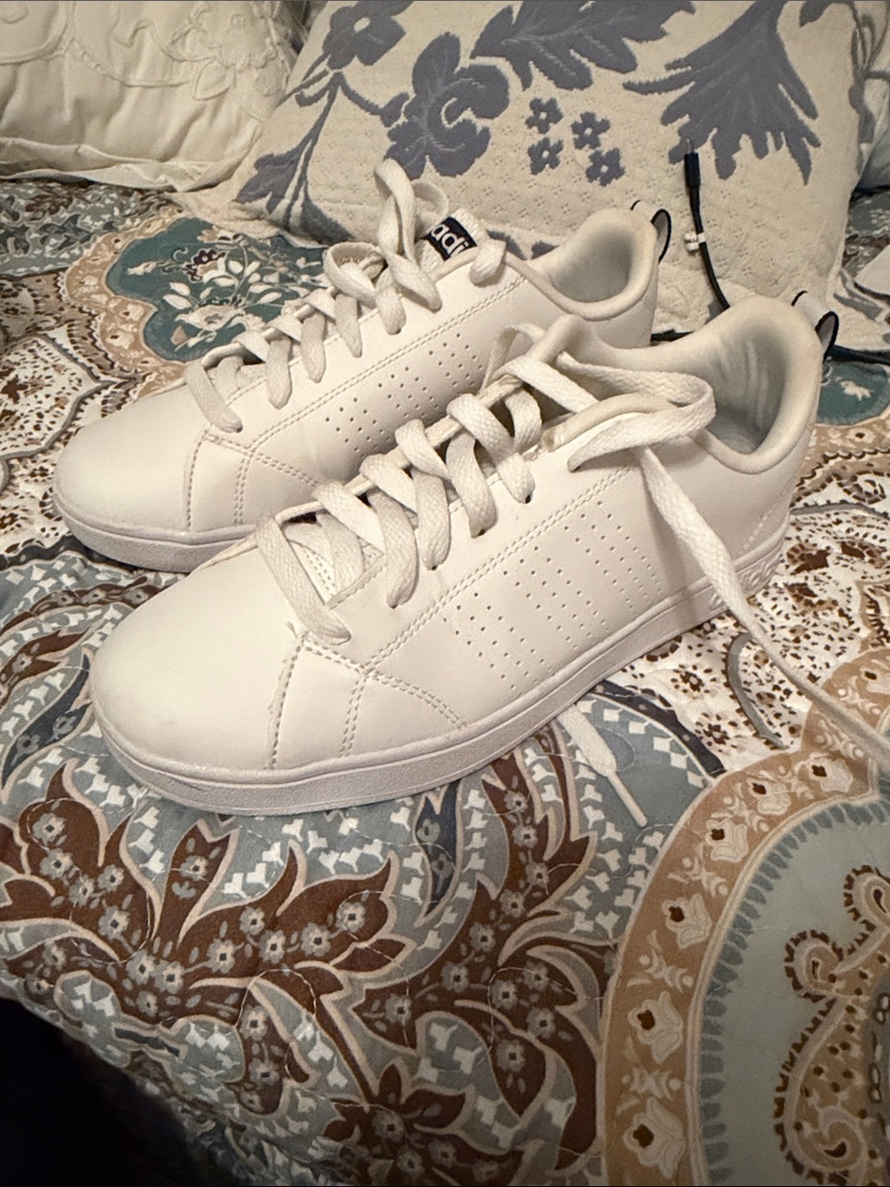 adidas White Low-Top Leather Sneakers